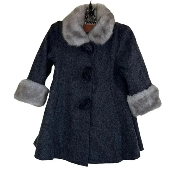 The Children's Place Girls Wool Long Coat with Rosettes 24Mos - Picture 1 of 9